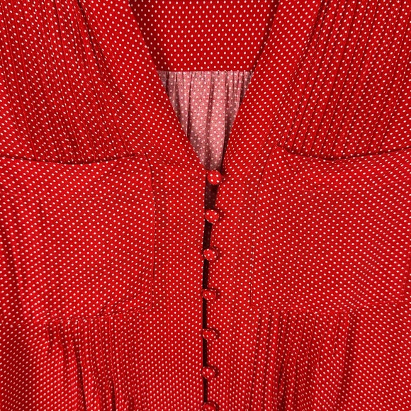 Maeve Anthropologie Shirt Womens Extra Small Red White Polka Dot Matilda Tie - Picture 4 of 13